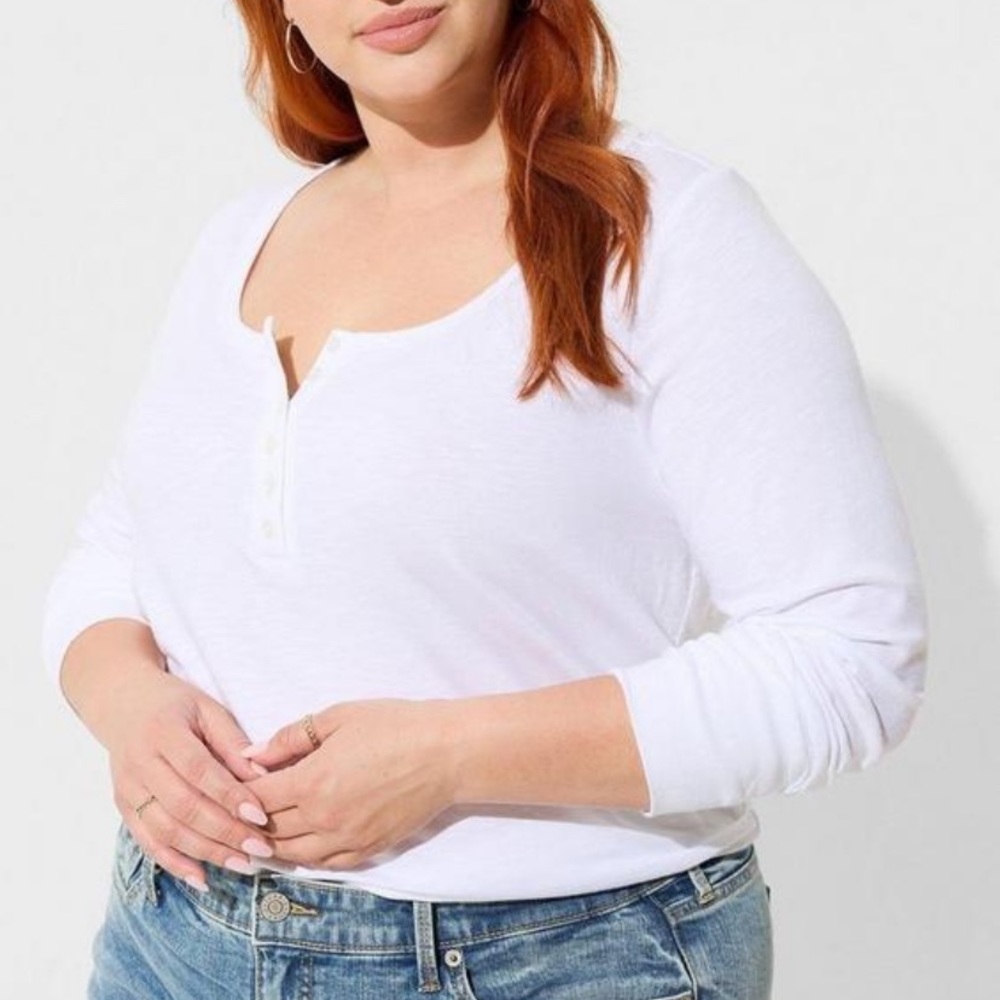 Torrid Super Soft Slub Scoop Neck Long Sleeve Henley